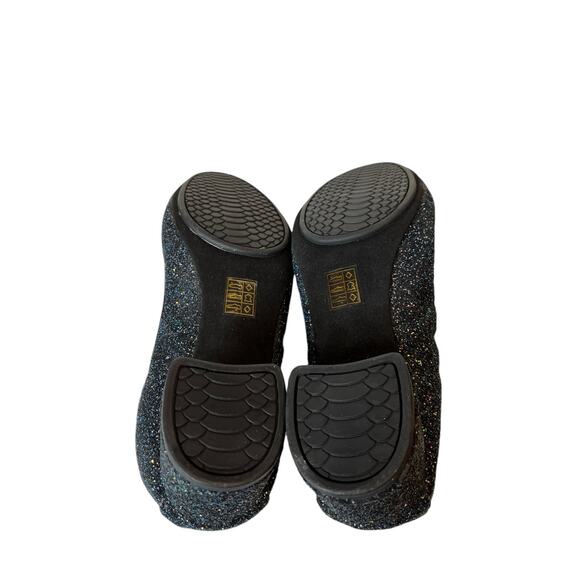 Yosi Samra Glitter Block Heel Metallic Shoes Size 10 Black - Picture 8 of 10